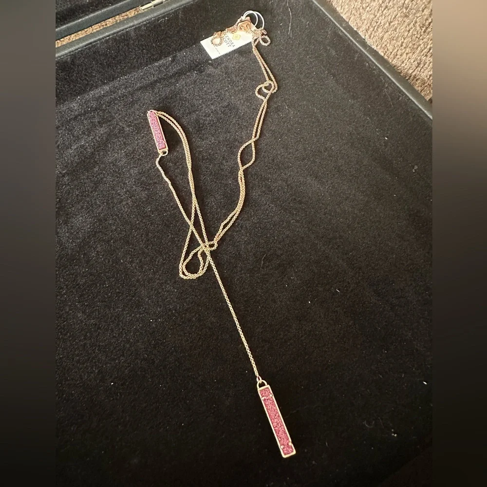 NWT! Kendra Scott pink druzy Lilly rose Gold necklace. - Picture 6 of 8